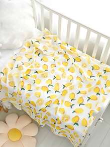 1pc Summer Unisex Baby Muslin Swaddle Blanket - Yellow - View 1