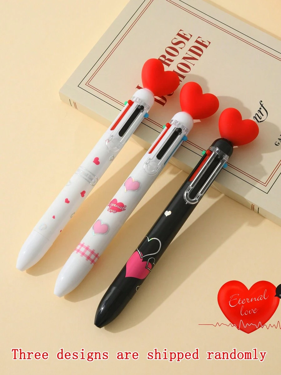1支隨機心形原子筆,六種顏色可選 - 彩色 - 查看 1