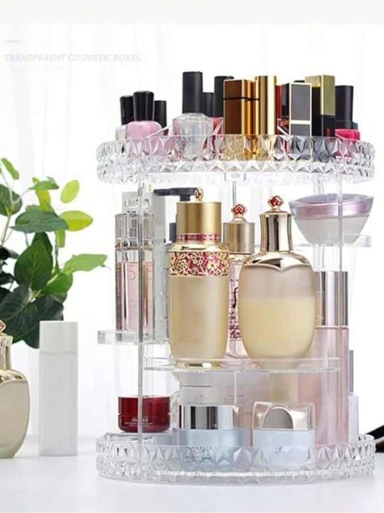 Organizador De Maquillaje Giratorio 360 Grados GRANDE - transparente - Añade 2