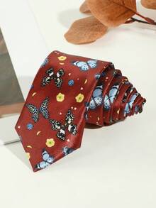 1條男裝休閒蝴蝶和花卉圖案絲質y2k領帶,適用於派對和日常穿著 - 蝴蝶款 - 查看 13