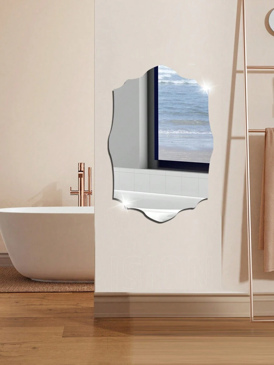 1 Miếng Acrylic Đa giác Hình dạng Dán Tường Gương - Màu be - Xem 1