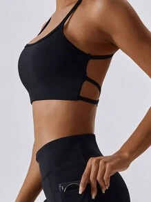 Women's Criss-Cross Backless Crop Camisole - Black - View 4