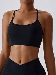 Women's Criss-Cross Backless Crop Camisole - Black - View 2