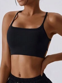 Women's Criss-Cross Backless Crop Camisole - Black - View 5