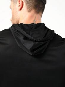 男友风男士连帽运动T恤，速干吸湿短袖网眼运动T恤，基础款黑色夏季T恤 - 黑色 - 查看 11