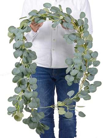 1入組人造綠植藤蔓尤加利柳,適用於派對婚禮家庭聚會裝飾