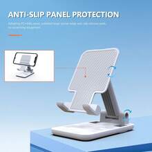 Mobile Phone Bracket Foldable Desktop Mobile Phone Bracket Multi-Functional Slouchy Tablet Universal Online Class Chasing Drama Network Live Lifting Bracket - White - View 6