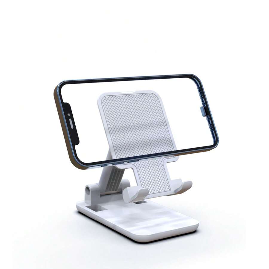 Mobile Phone Bracket Foldable Desktop Mobile Phone Bracket Multi-Functional Slouchy Tablet Universal Online Class Chasing Drama Network Live Lifting Bracket - White - View 1