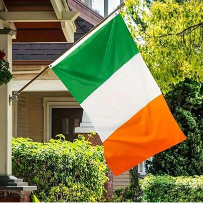 1pc Double Side Printed Ireland Flag, Vibrant & Durable Irish State Flag - Fade Resistant Canvas With Brass Grommets & Double Line Stitching - 3x5Ft Garden Home Decoration