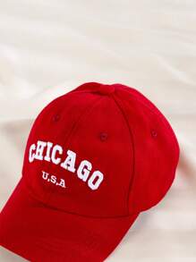 1 件男女通用棒球帽，带简单字母装饰，适合幼儿男孩和女孩，春夏 - 紅色 - 查看 4