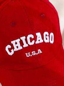 1 件男女通用棒球帽，带简单字母装饰，适合幼儿男孩和女孩，春夏 - 紅色 - 查看 5