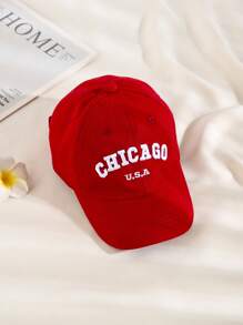 1 件男女通用棒球帽，带简单字母装饰，适合幼儿男孩和女孩，春夏 - 紅色 - 查看 3