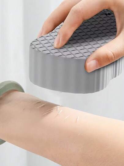 1pc Painless Exfoliating Sponge For Body Scrub, Grey,Bag,Organizer,Storage,Hair Clips