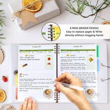 Livre de recettes vide pour saisir vos propres recettes, dossier de recettes 28 x 21,6 cm, livre de recettes amovible avec 8 anneaux, 8 séparateurs et 4 autocollants, espace pour jusqu'à 272 recettes