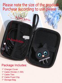 6入組EVA電線收納袋+ 1.5m貓頭收線器+ TPU充電頭保護套+ 20W快速充電數據線，適用於12/13/14系列 - 黑色 - 查看 3