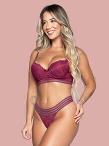 Women Bra & Panty Sets - Màu Đỏ Sâu - Xem 3