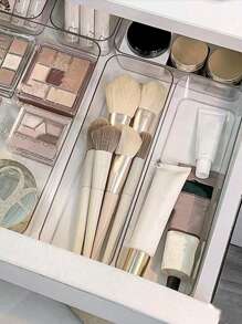 1pc/4pcs/5pcs/6pcs/Set Minimalist Clear Cosmetic Storage Box Drawer Divider Eyeshadows Brushes Makeup Organizer, Perfume Brush Holder, Clear Acrylic Countertop Organizer, Skincare Makeup Multiple Functional Storage Shelf