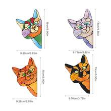 1 件不对称猫形多色亚克力太阳捕手带链，适用于墙壁/窗户悬挂、浴室/后院/花园装饰、音乐节送给朋友的礼物 - 彩色 - 查看 3