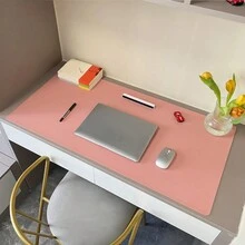 Tấm lót chuột lớn, Thảm lót bàn máy tính để bàn siêu lớn (Có cạnh) dành cho văn phòng, bàn viết và học tập (bàn) làm bằng da - Đáy da lộn một mặt màu xanh hải quân - Xem 4