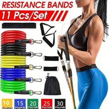 11pcs TPE Resistance Bands Set, Resistance Bands With Door Anchor, Handles, Carry Bag, Legs Ankle Straps, Exercise Bands, Workout Bands, For Home Gym, Fitness, Yoga & Pilates, Suitable For Beginners