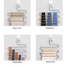 1 PC, Stainless Steel S-Shaped Trouser Hanger For Hanging Pants Special Hanger Household Multi-Layer Multi-Functional Wardrobe Built-In Storage Artifact - Silver - View 8
