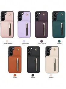 Vỏ điện thoại dạng ví đeo chéo Tương thích với Samsung Galaxy S24 S23 S22 S21 Plus Ultra Có dây đeo tay, Da PU có khe cắm thẻ tín dụng Giá đỡ chân đế Vỏ túi điện thoại chống sốc - Màu tím hoa cà - Xem 10