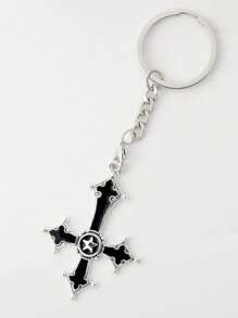 1pc 男女皆適用時尚合金哥德式十字星鑰匙扣,庞克十字鑰匙扣,哥德式復古十字鑰匙鏈或十字垂吊墜,適用於手提包配件,手機吊飾,鑰匙鏈,汽車鑰匙鏈,祝福鑰匙圈,提供給朋友男女之禮物。 - 黑色 - 查看 2