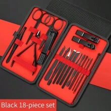 24 Stücke/ 18 Stücke/ 16 Stücke/ 12 Stücke/ 10 Stücke/ 7 Stücke/ 4 Stücke Schwarz Edelstahl Maniküre Werkzeug Set Inklusive Nagel Clipper Und Schneider