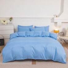 1 件拉绒羽绒被套，亲肤防滑，适合所有季节，日式风格，单人床上用品套 - 薄荷藍 - 查看 1