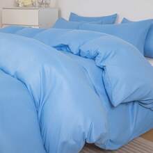 1 件拉绒羽绒被套，亲肤防滑，适合所有季节，日式风格，单人床上用品套 - 薄荷藍 - 查看 6