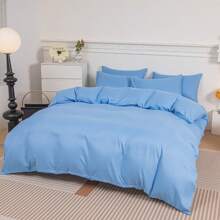 1 件拉绒羽绒被套，亲肤防滑，适合所有季节，日式风格，单人床上用品套 - 薄荷藍 - 查看 5