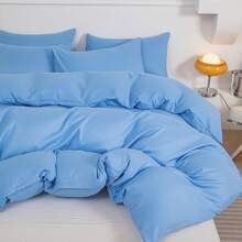 1 件拉绒羽绒被套，亲肤防滑，适合所有季节，日式风格，单人床上用品套 - 薄荷藍 - 查看 8