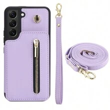 Vỏ điện thoại dạng ví đeo chéo Tương thích với Samsung Galaxy S24 S23 S22 S21 Plus Ultra Có dây đeo tay, Da PU có khe cắm thẻ tín dụng Giá đỡ chân đế Vỏ túi điện thoại chống sốc - Màu tím hoa cà - Xem 18