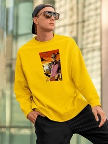 Men Sweatshirts - 黃色 - 查看 3