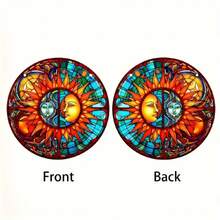 1入組帶太陽眼鏡月亮和陽光彩色玻璃窗,藍色和黃色廚房裝飾,適用於窗戶的亞克力日光捕手,感恩節或生日禮物,女性生日時的美麗太陽收藏品,新居或母親節禮物 - B15月亮和陽光 - 查看 9