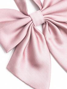 POOTINGBEAR 1pc Ladies' Pink Preppy Style Bow Tie, Suitable For Daily Decoration - Pink - View 3