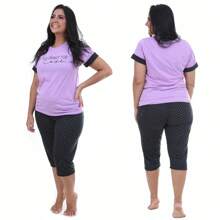 Women Pajama Sets - 紫色 - 查看 3