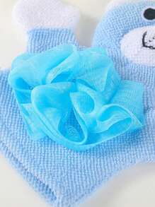 1 件儿童沐浴手套，带有可爱的熊图案，可用作淋浴手套，颜色随机