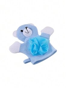 1 件儿童沐浴手套，带有可爱的熊图案，可用作淋浴手套，颜色随机