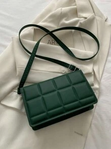 1pc Green Plaid Decoration Mini Square Bag With Crossbody Strap, Suitable For Women's Daily Wear, Girlfriend Holiday Gift