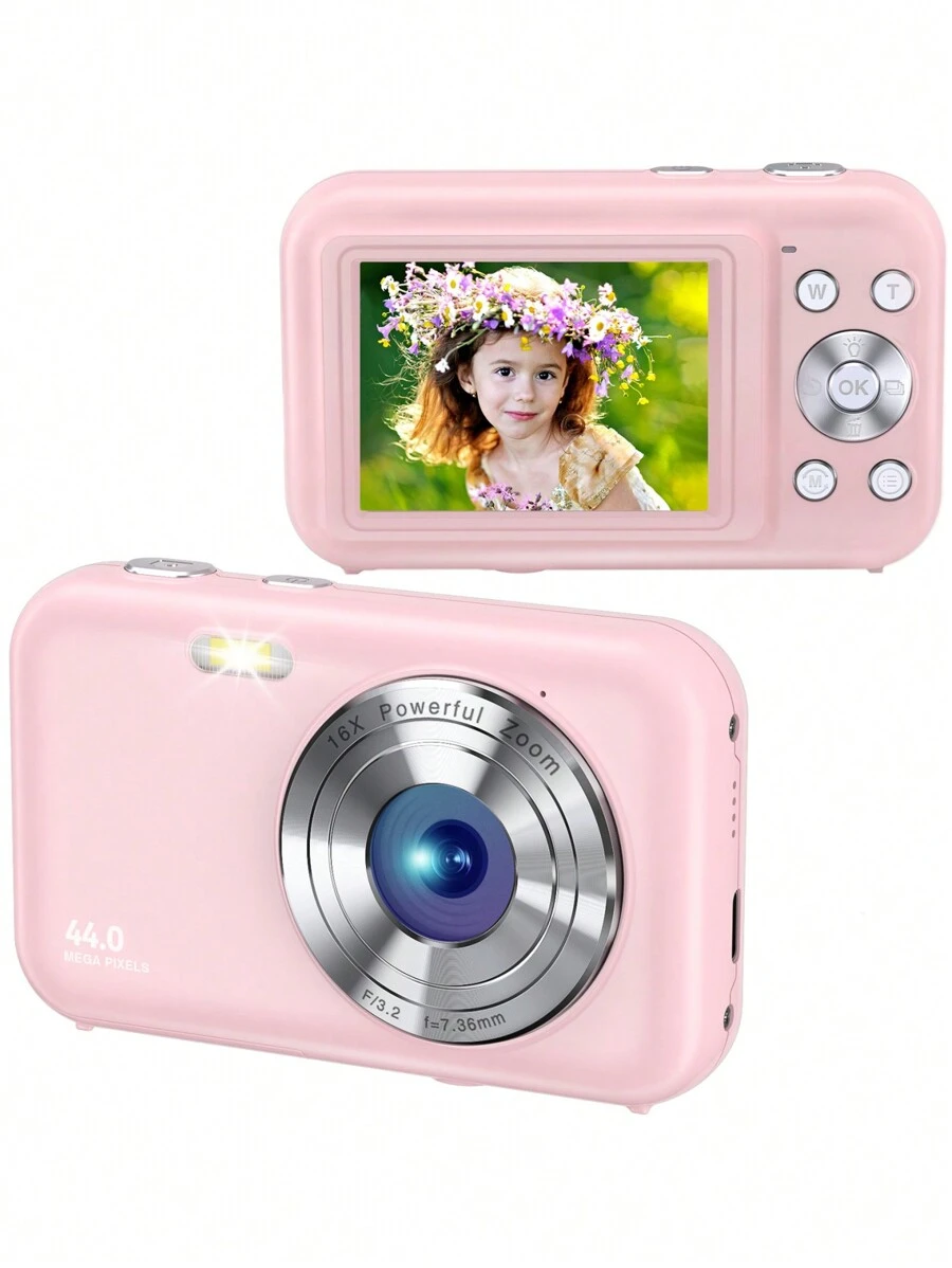 Digital Camera, FHD 1080P Camera 44MP Point And Shoot Digital Cameras Compact Small Camera For Beginners(Pink) - Pink - View 1