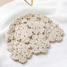 1 Miếng Gầy Mùa hè Mũ , Thủ công Mũ len In Hoa văn ren , Thanh lịch Và Phong cách Retro , Thích hợp Đối với Tất cả các mùa - màu đặc - Xem 10