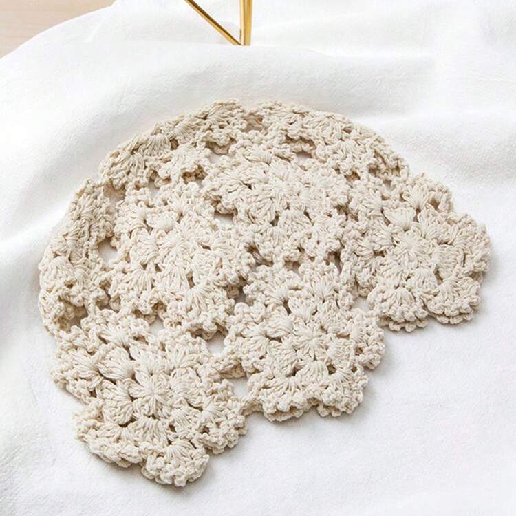 1 Miếng Gầy Mùa hè Mũ , Thủ công Mũ len In Hoa văn ren , Thanh lịch Và Phong cách Retro , Thích hợp Đối với Tất cả các mùa - màu đặc - Xem 10