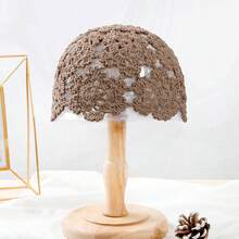 1 Miếng Gầy Mùa hè Mũ , Thủ công Mũ len In Hoa văn ren , Thanh lịch Và Phong cách Retro , Thích hợp Đối với Tất cả các mùa - màu đặc - Xem 6