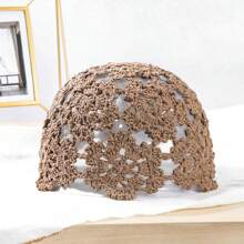 1 Miếng Gầy Mùa hè Mũ , Thủ công Mũ len In Hoa văn ren , Thanh lịch Và Phong cách Retro , Thích hợp Đối với Tất cả các mùa - màu đặc - Xem 7