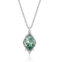 1 Miếng Đúng mốt Và Atmospheric Phụ nữ Dây chuyền Với Cẩn vào 8*8mm Hình thoi Màu xanh lá Mã não Và S925 Bạc nguyên chất , Lý tưởng Đối với Sinh nhật Hoặc Quà kỷ niệm Và Hằng ngày Hoặc Buổi tiệc Mặc - rêu xanh - Xem 1