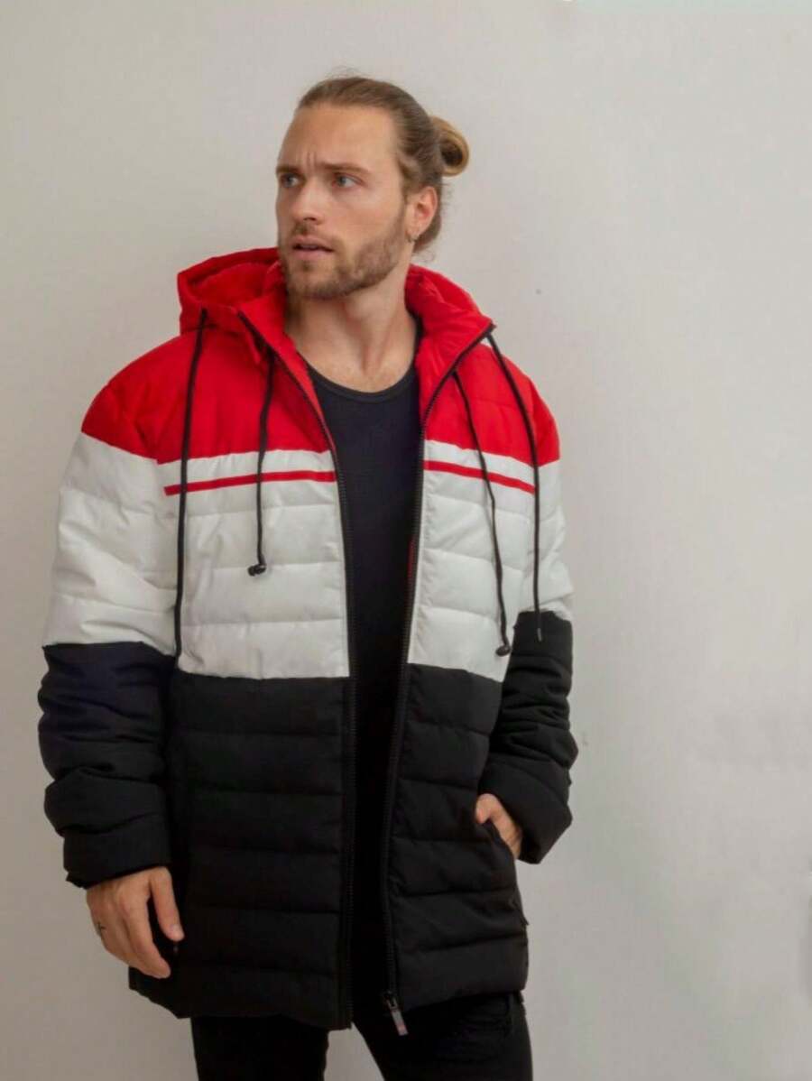 Men Winter Coats - 黑與白 - 查看 1