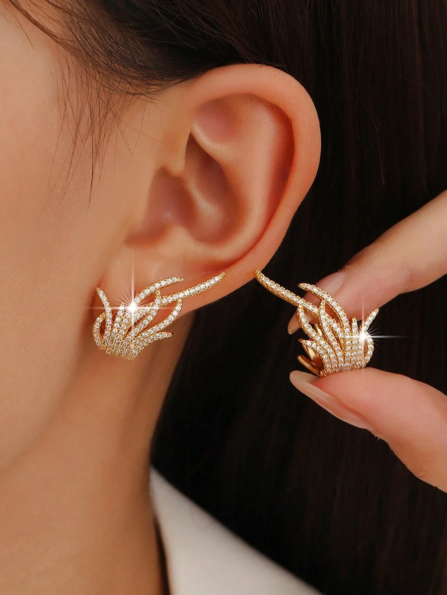 一对双佩戴榄尖形 CZ 吊坠耳环，适合女士女孩奢华派对婚礼耳环礼物