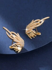 一对双佩戴榄尖形 CZ 吊坠耳环，适合女士女孩奢华派对婚礼耳环礼物