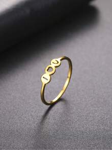 1件不锈钢简约空心实心心形戒指女士,时尚万能的珠宝配件,生日或节日礼物 - 愛心 - 查看 25